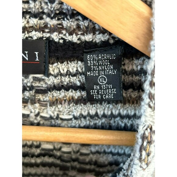 Vintage Brandini Mens 1990s Geometric Knit Grandpacore Wool Blend Sweater XL Y2K - Picture 4 of 6